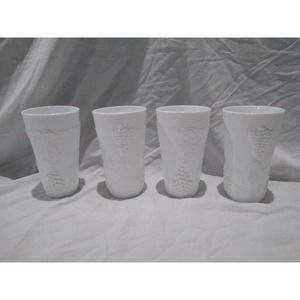 Indiana harvest grape milk glass tumblers (set of 4)